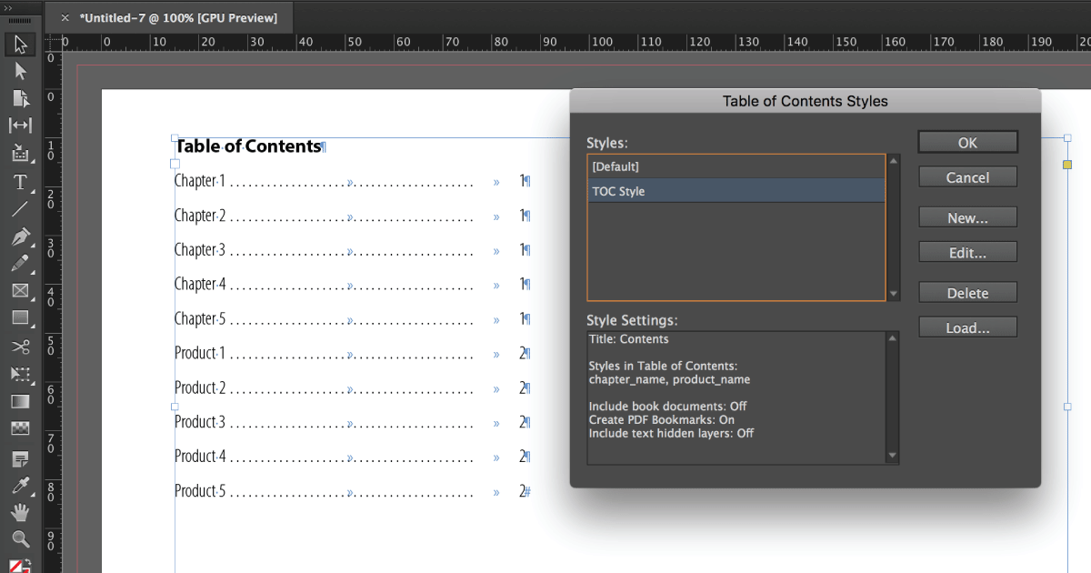 manual table of contents word dots to page number