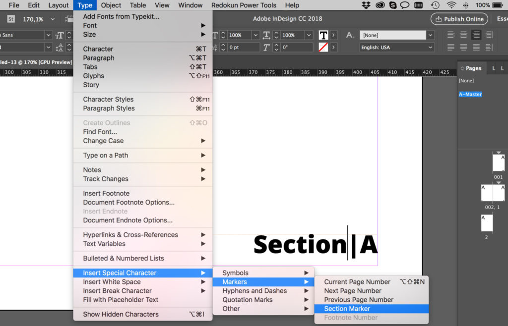 page number indesign
